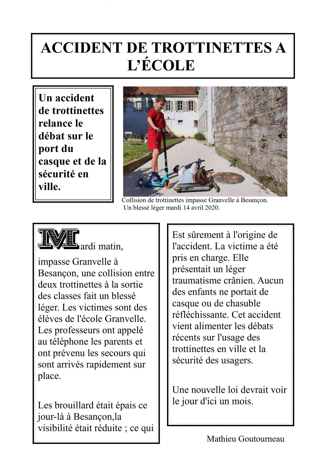 ARTICLES DE PRESSE CE2 CM1  Ecole élémentaire Granvelle