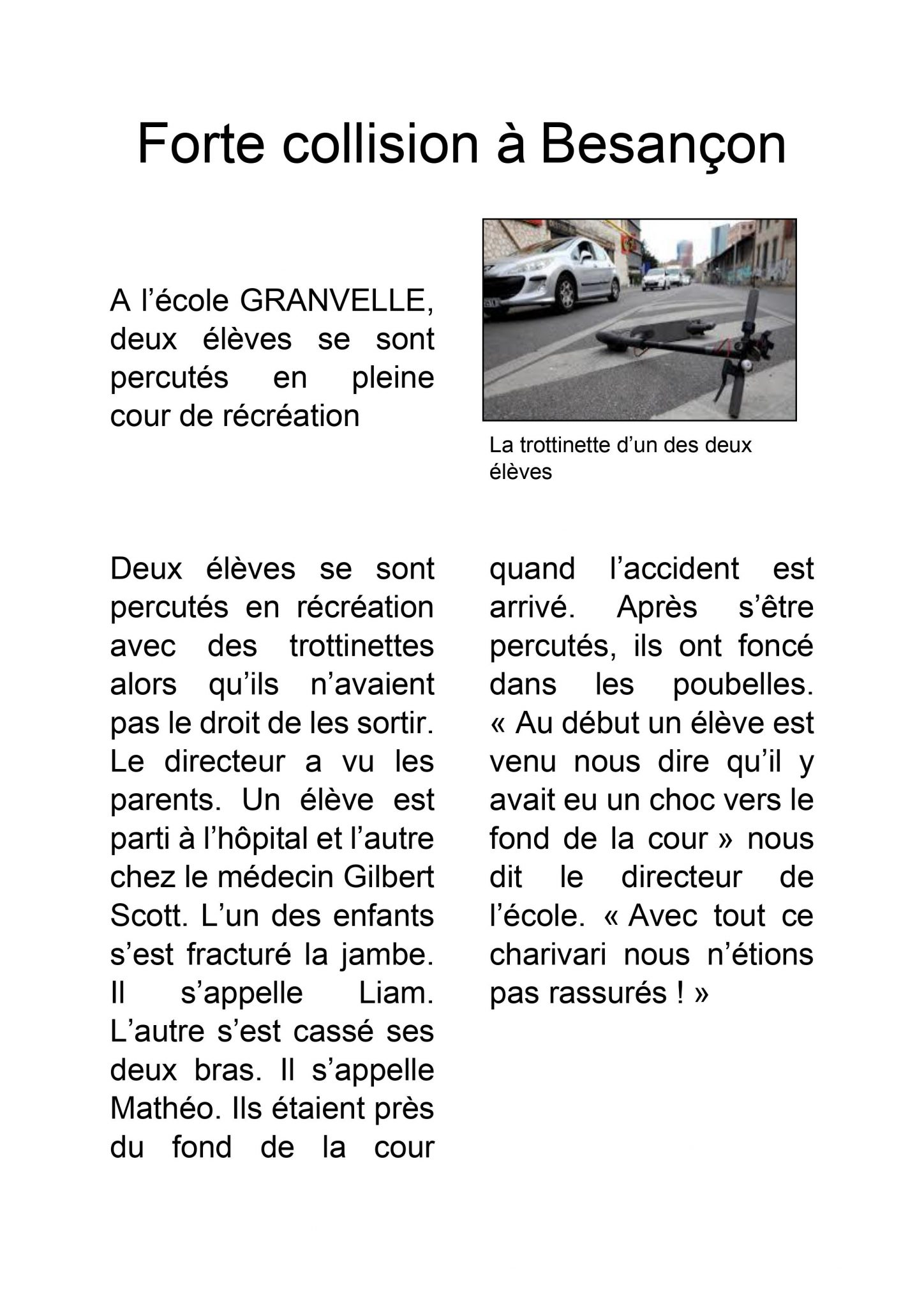 ARTICLES DE PRESSE CE2 CM1  Ecole élémentaire Granvelle